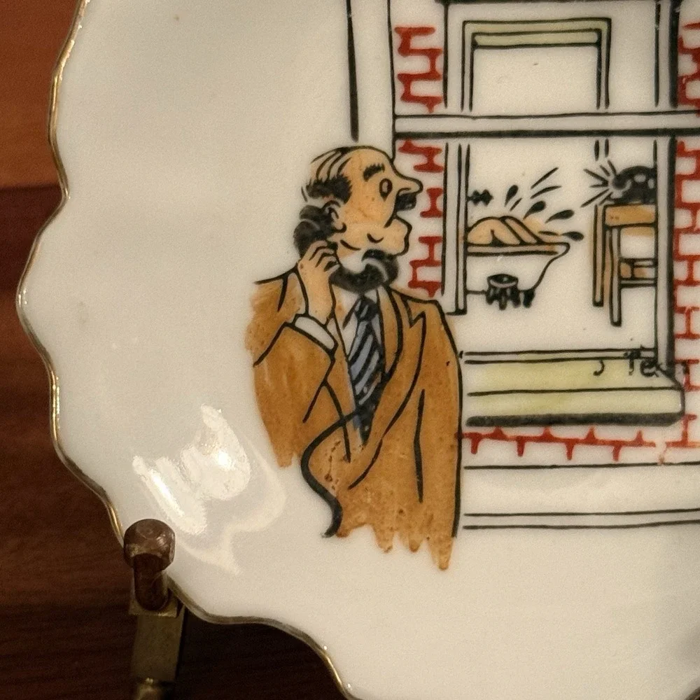 Vintage 60's Naughty Humor Peeping Tom Lady Bathing Trinket Dish 5